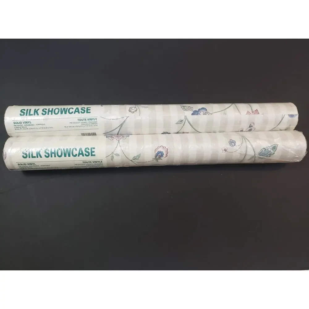 (JL) VTG Silk Showcase Wallcovering Solid Vinyl Wallpaper 56214 B Lot of 2